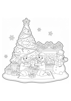 Christmas children in the living room