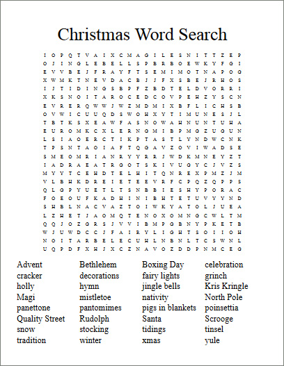 christmas word search