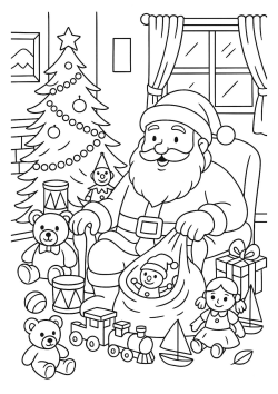 Father christmas kids colouring pages