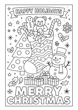 Merry christmas kids colouring pages