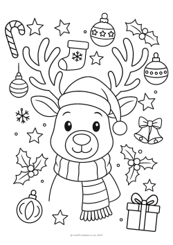 Reindeer colouring page