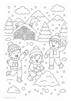 Christmas snowball fight to colour