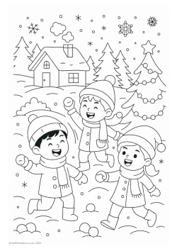 Christmas snowball fight to colour and enjoy