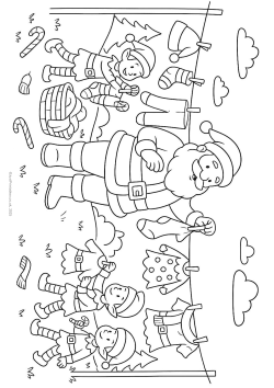 Santa hanging out washing for colouring